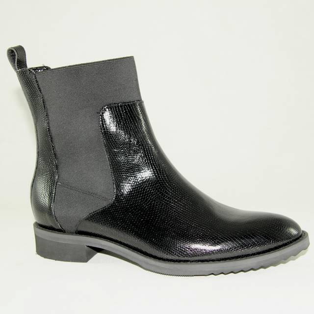 Челси-ботинки женские 1278-CP лак-байка чёрные